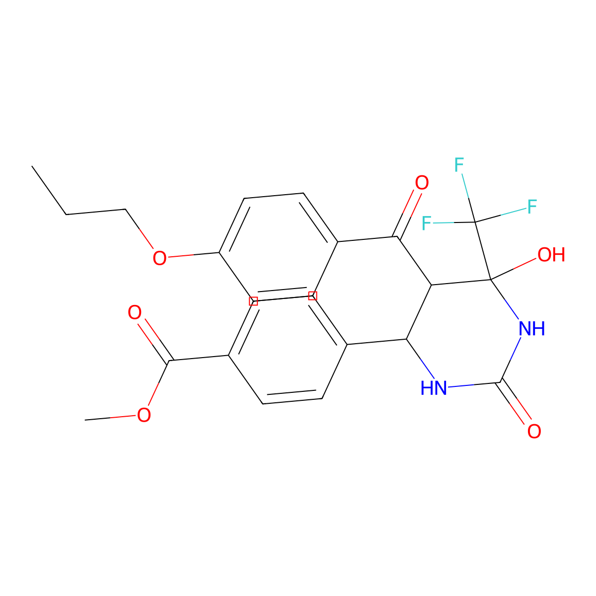Methyl 4-[6-hydroxy-2-oxo-5-(4-propoxybenzoyl)-6-(trifluoromethyl)-1,3-diazinan-4-yl]benzoate molecular structure, CAS 1005118-64-8