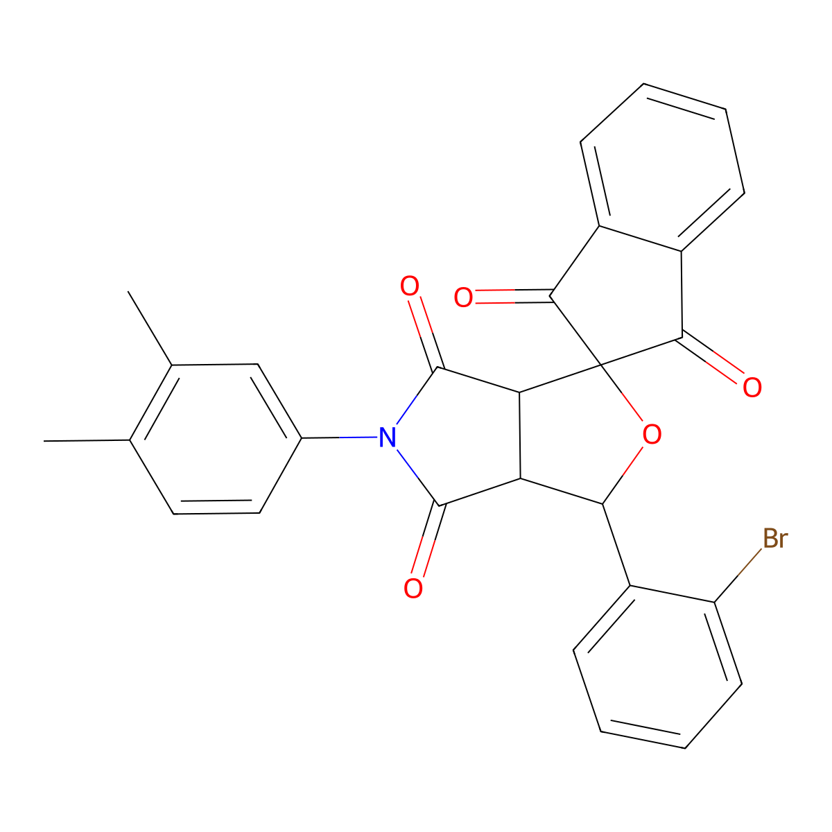 3-(2-bromophenyl)-5-(3,4-dimethylphenyl)-3a,6a-dihydrospiro[furo[3,4-c]pyrrole-1,2'-indene]-1',3',4,6(3H,5H)-tetrone molecular structure, CAS 1005119-07-2