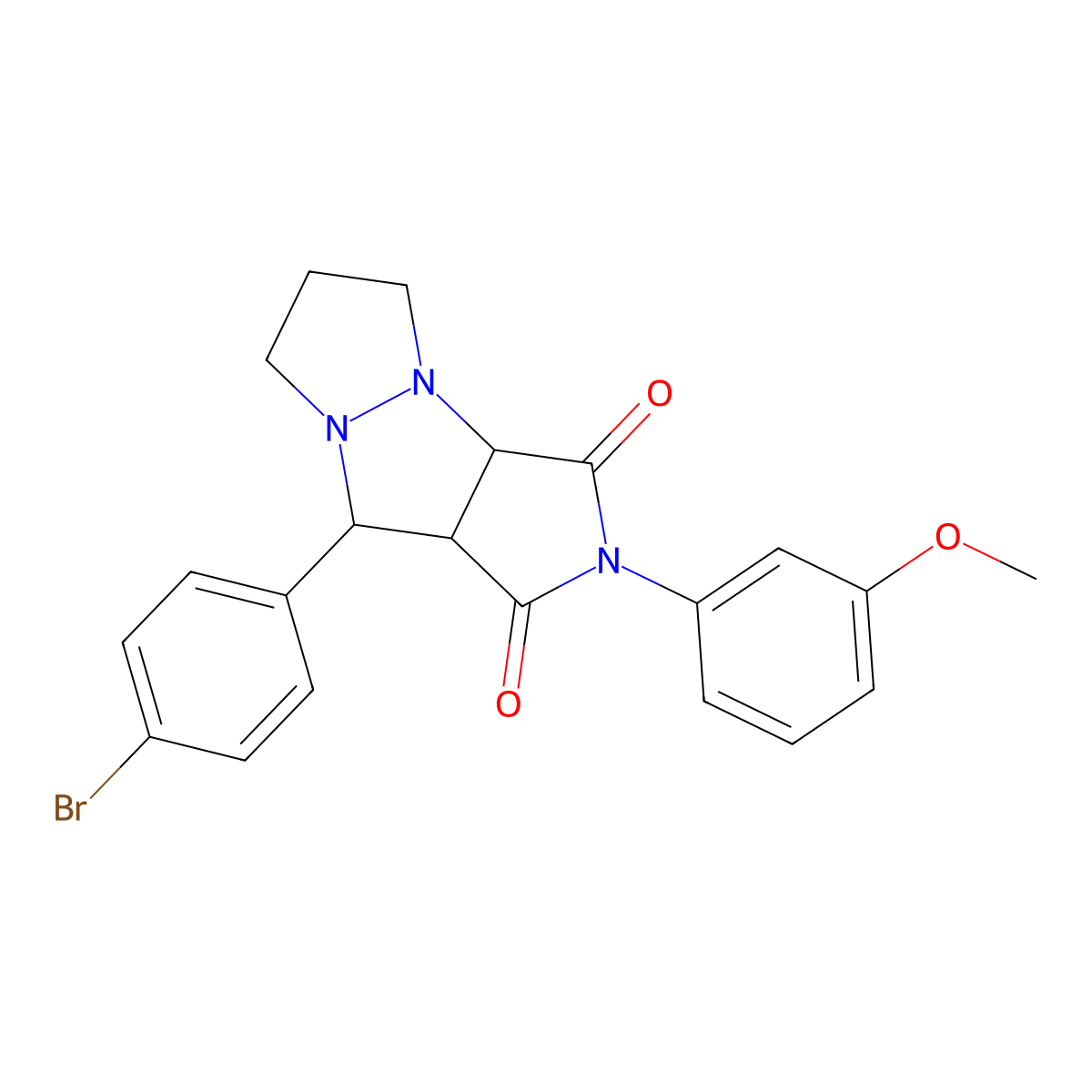 9-(4-bromophenyl)-2-(3-methoxyphenyl)hexahydro-1H-pyrazolo[1,2-a]pyrrolo[3,4-c]pyrazole-1,3(2H)-dione molecular structure, CAS 1005122-03-1