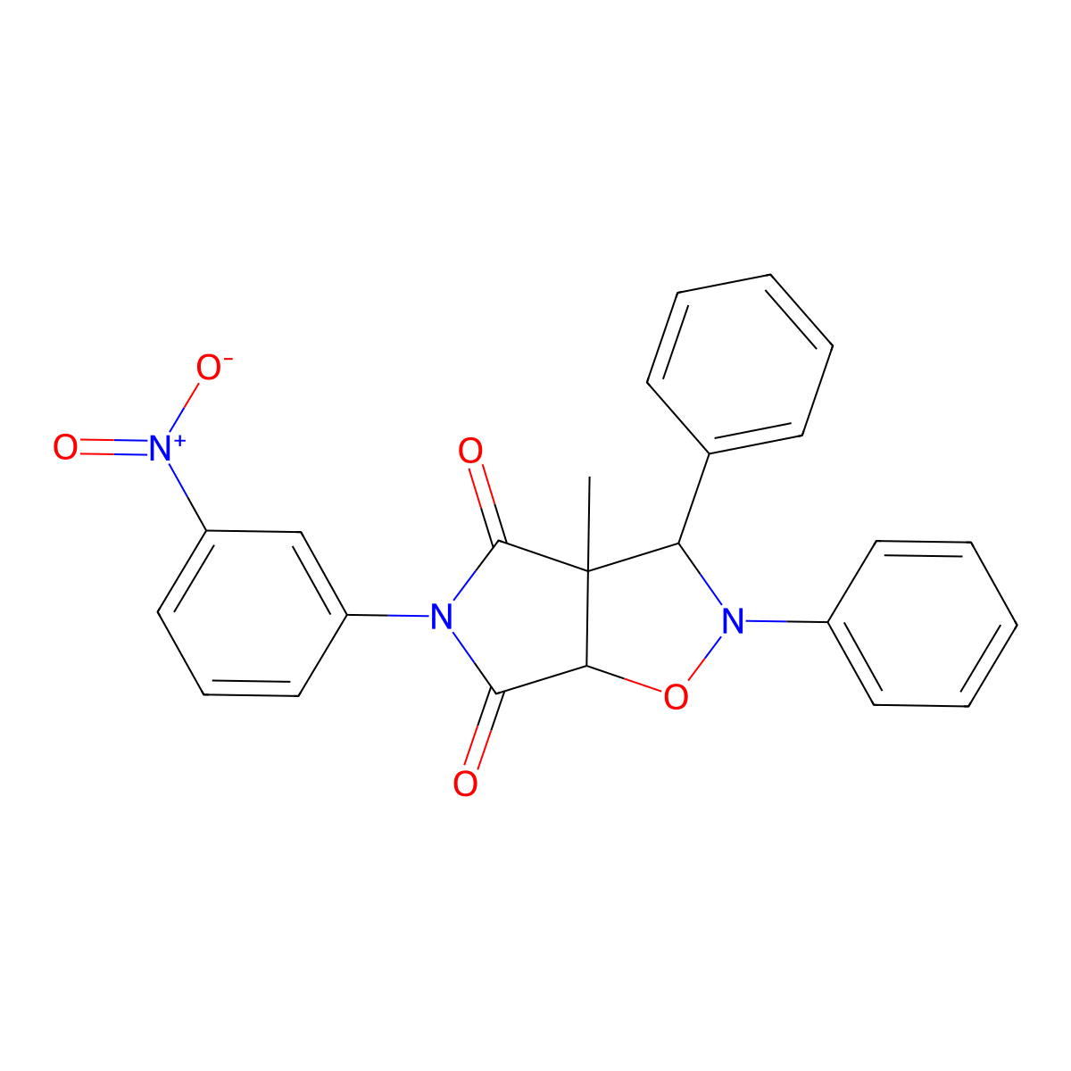 3a-methyl-5-(3-nitrophenyl)-2,3-diphenyldihydro-2H-pyrrolo[3,4-d][1,2]oxazole-4,6(3H,5H)-dione molecular structure, CAS 1005122-22-4