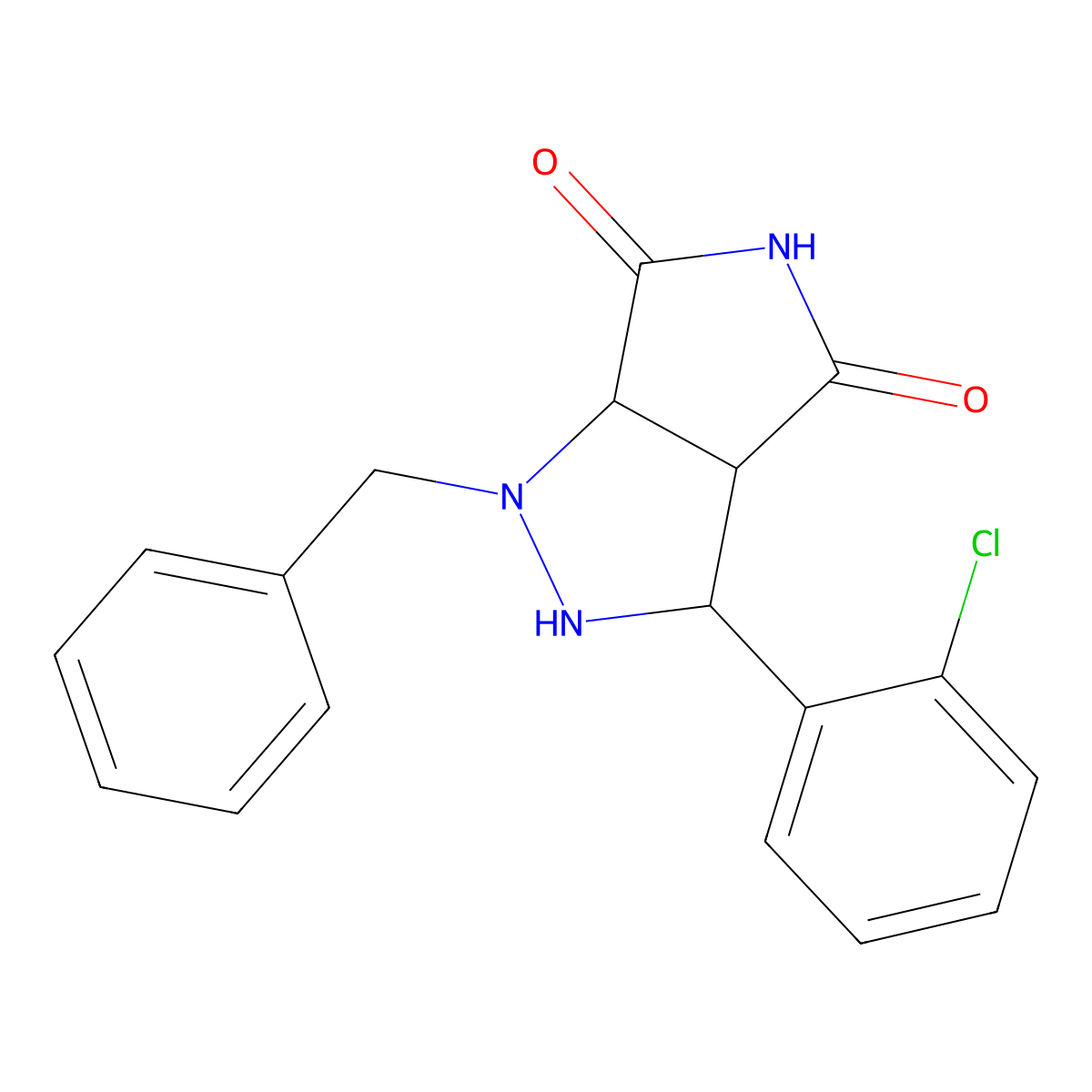 1-benzyl-3-(2-chlorophenyl)tetrahydropyrrolo[3,4-c]pyrazole-4,6(1H,5H)-dione molecular structure, CAS 1005122-24-6