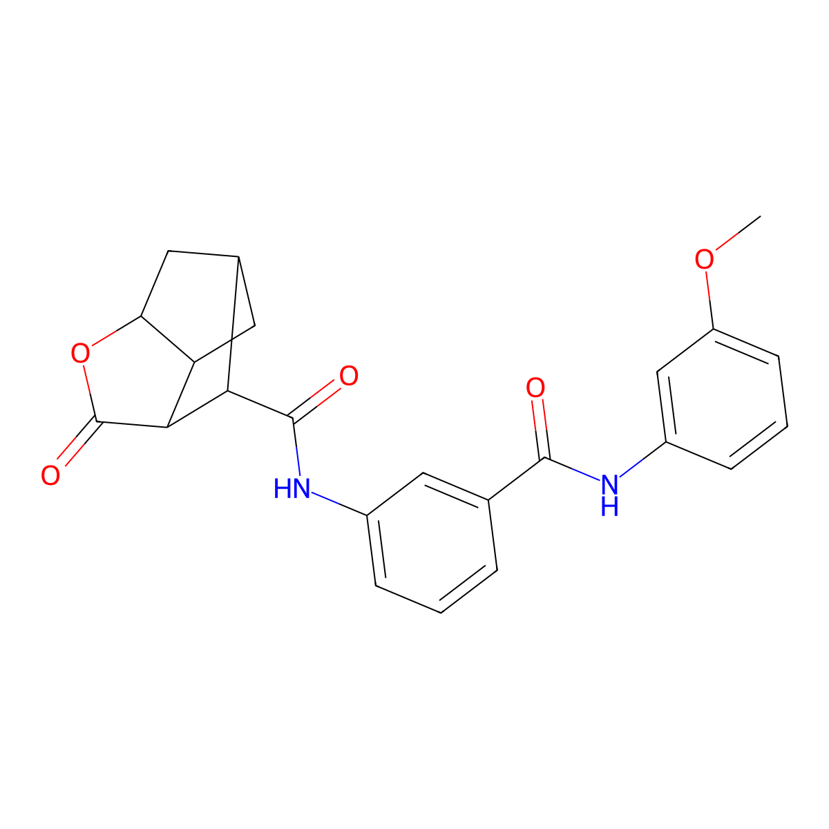 N-{3-[(3-methoxyphenyl)carbamoyl]phenyl}-2-oxohexahydro-2H-3,5-methanocyclopenta[b]furan-7-carboxamide molecular structure, CAS 1005122-30-4