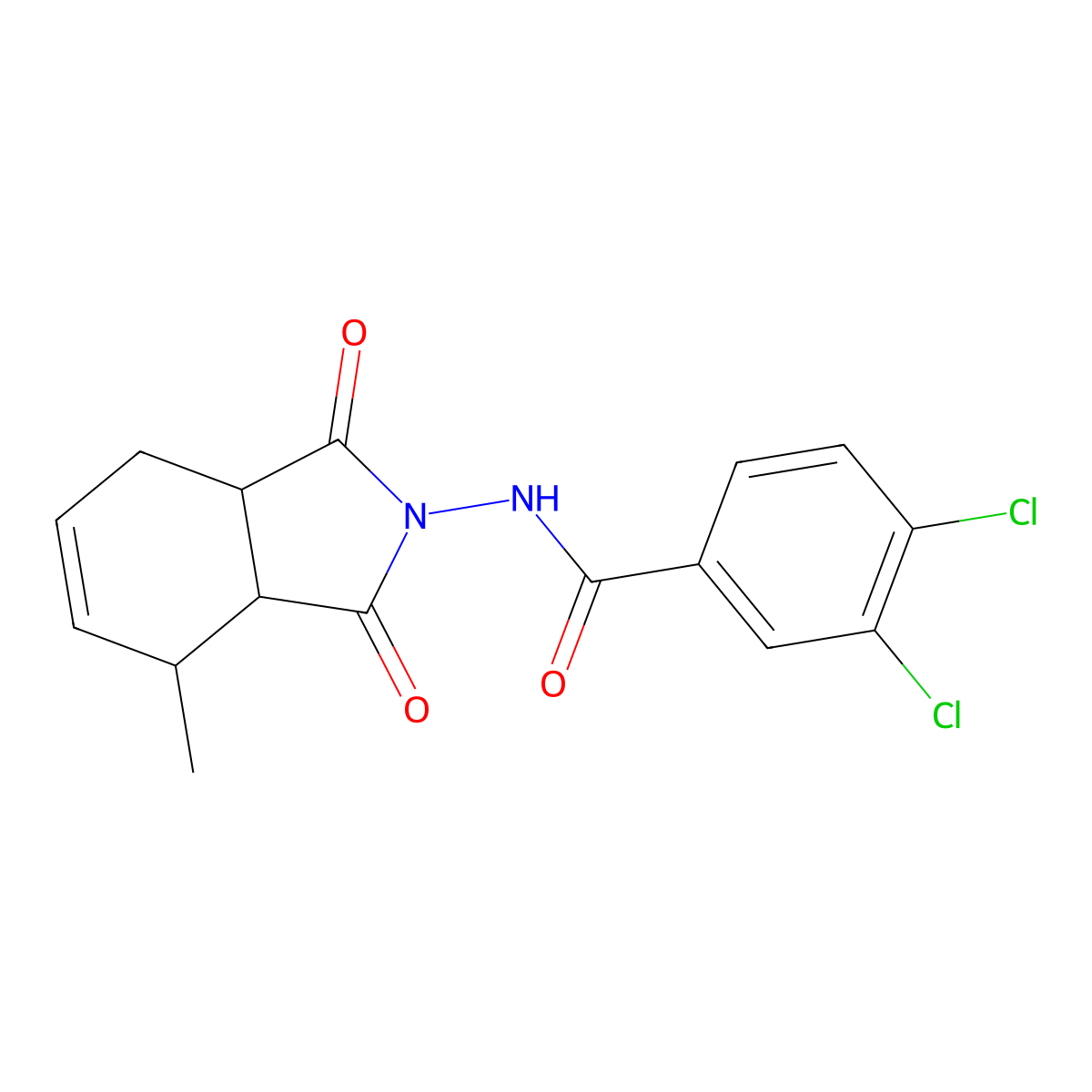 3,4-dichloro-N-(4-methyl-1,3-dioxo-3a,4,7,7a-tetrahydroisoindol-2-yl)benzamide molecular structure, CAS 1005122-36-0