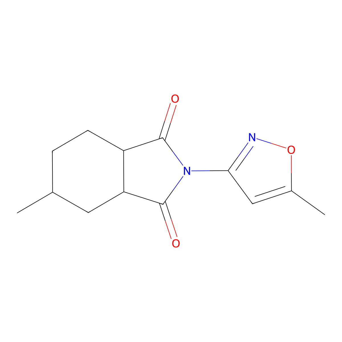 5-methyl-2-(5-methyl-1,2-oxazol-3-yl)hexahydro-1H-isoindole-1,3(2H)-dione molecular structure, CAS 1005122-37-1