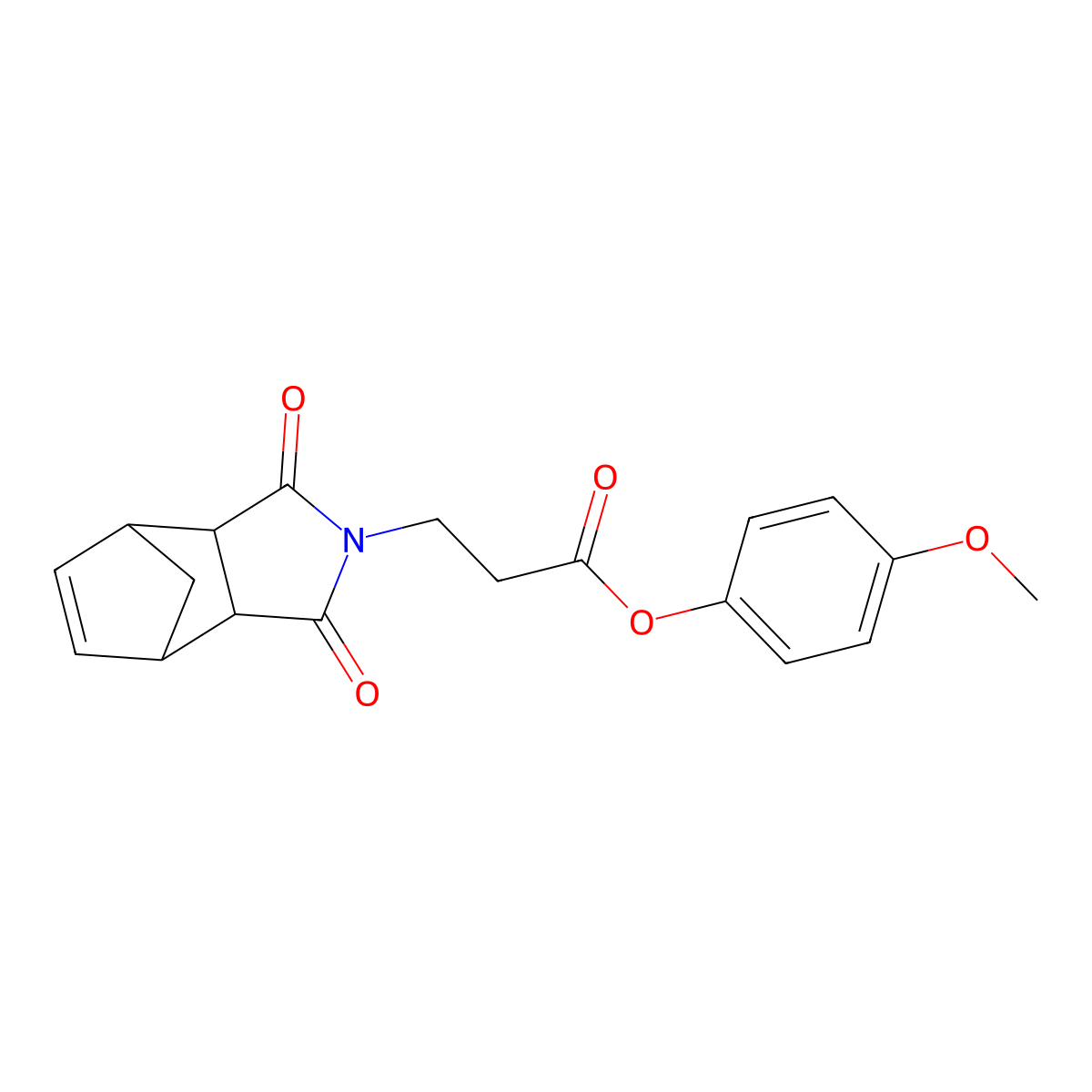 4-methoxyphenyl 3-(1,3-dioxo-1,3,3a,4,7,7a-hexahydro-2H-4,7-methanoisoindol-2-yl)propanoate molecular structure, CAS 1005122-47-3