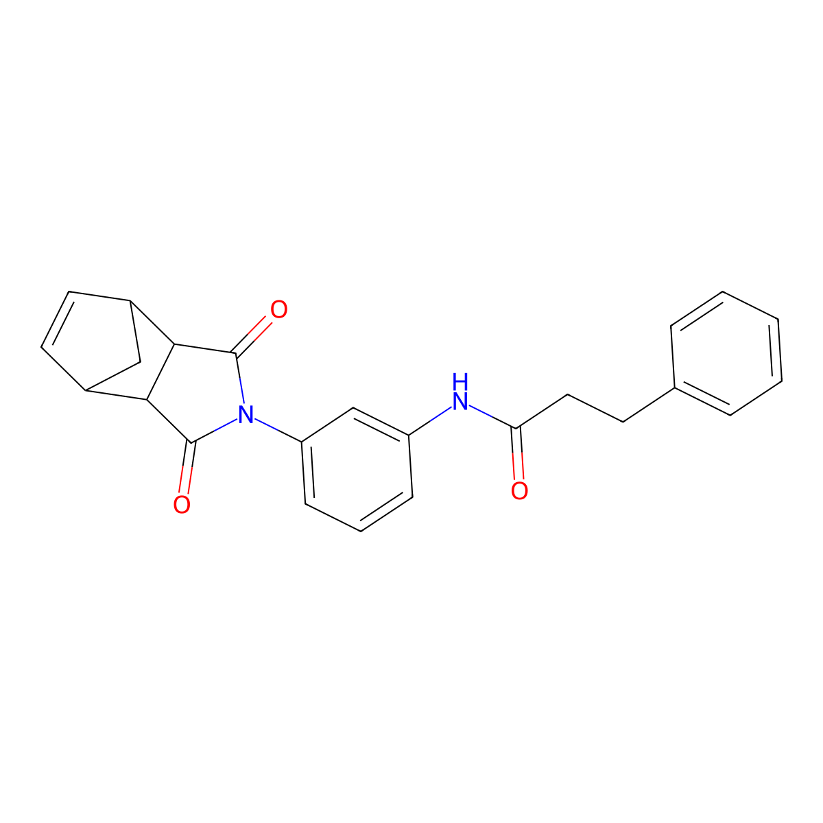 N-[3-(1,3-dioxo-1,3,3a,4,7,7a-hexahydro-2H-4,7-methanoisoindol-2-yl)phenyl]-3-phenylpropanamide molecular structure, CAS 1005122-56-4