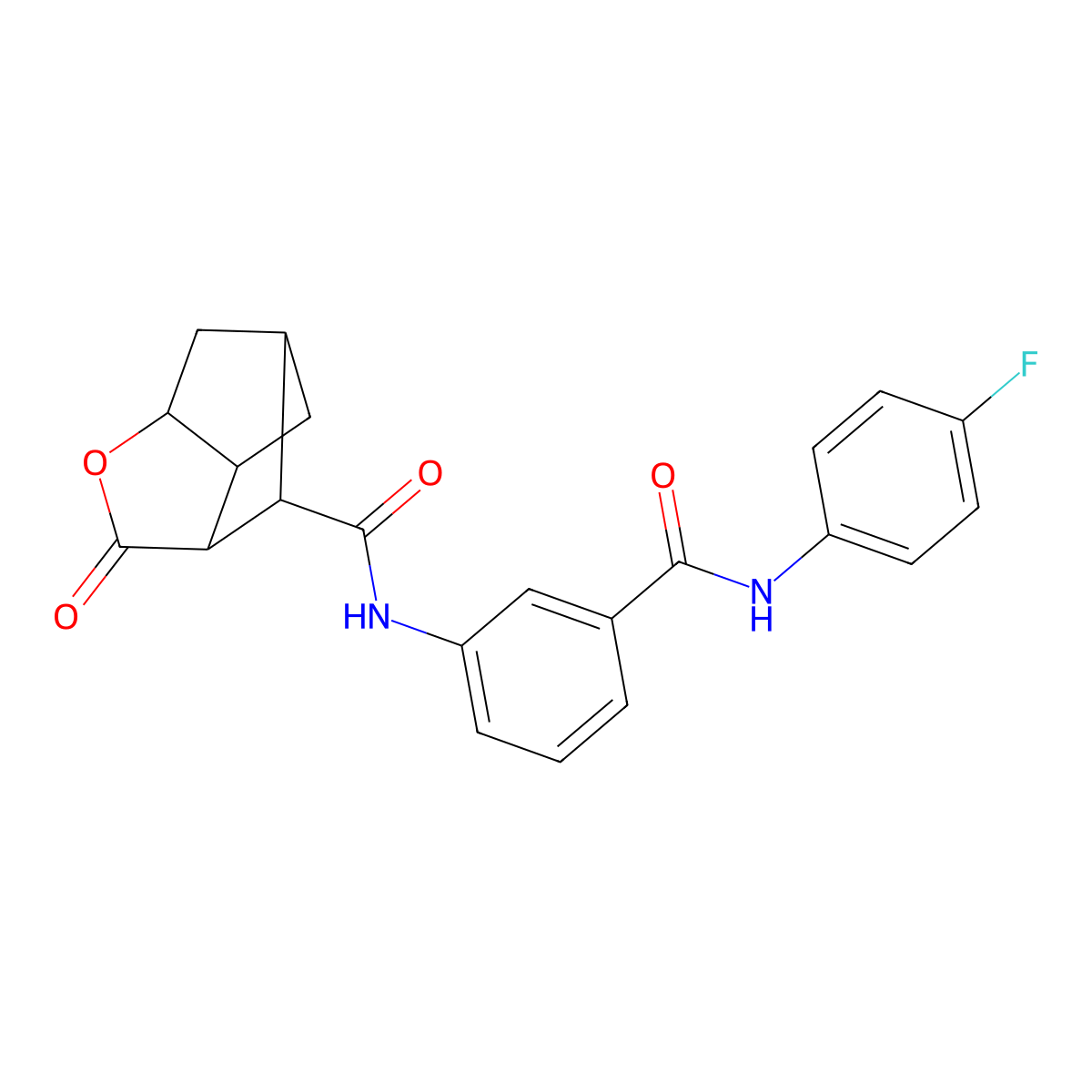 N-{3-[(4-fluorophenyl)carbamoyl]phenyl}-2-oxohexahydro-2H-3,5-methanocyclopenta[b]furan-7-carboxamide molecular structure, CAS 1005122-59-7