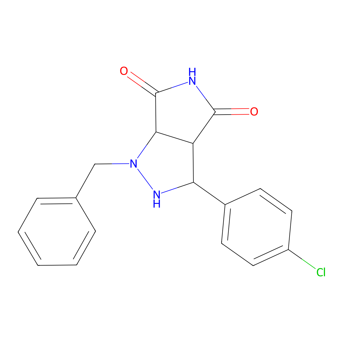 1-benzyl-3-(4-chlorophenyl)tetrahydropyrrolo[3,4-c]pyrazole-4,6(2H,5H)-dione molecular structure, CAS 1005122-62-2