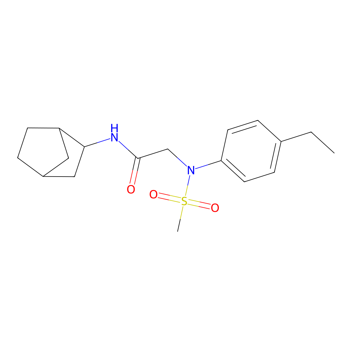 N-(3-bicyclo[2.2.1]heptanyl)-2-(4-ethyl-N-methylsulfonylanilino)acetamide molecular structure, CAS 1005122-75-7