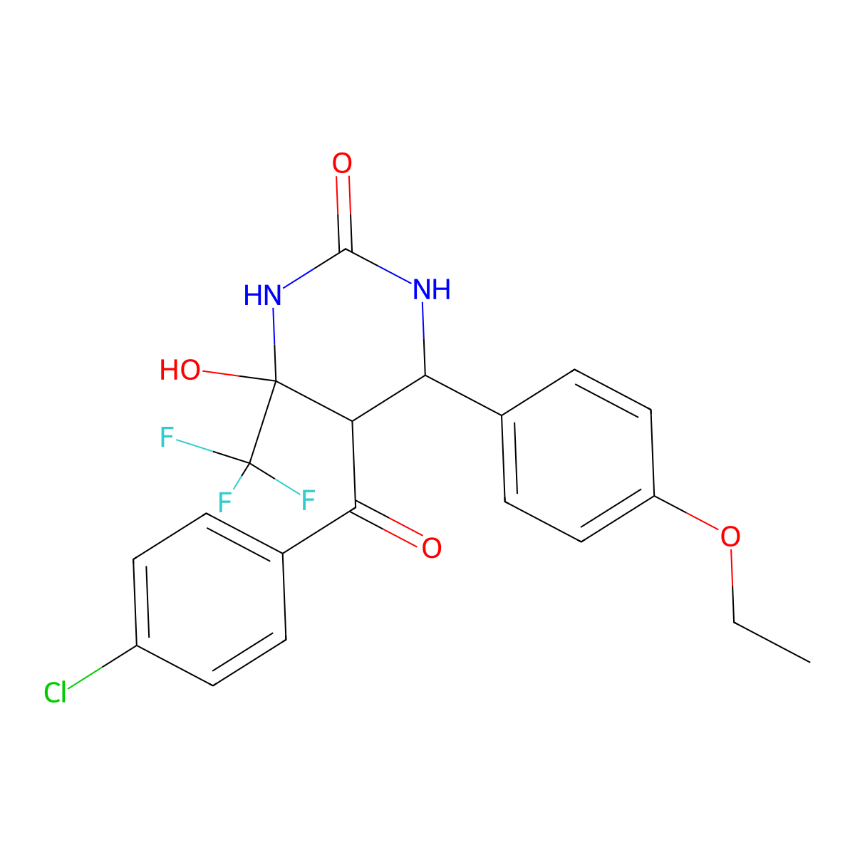 5-(4-Chlorobenzoyl)-6-(4-ethoxyphenyl)-4-hydroxy-4-(trifluoromethyl)-1,3-diazinan-2-one molecular structure, CAS 1005122-89-3
