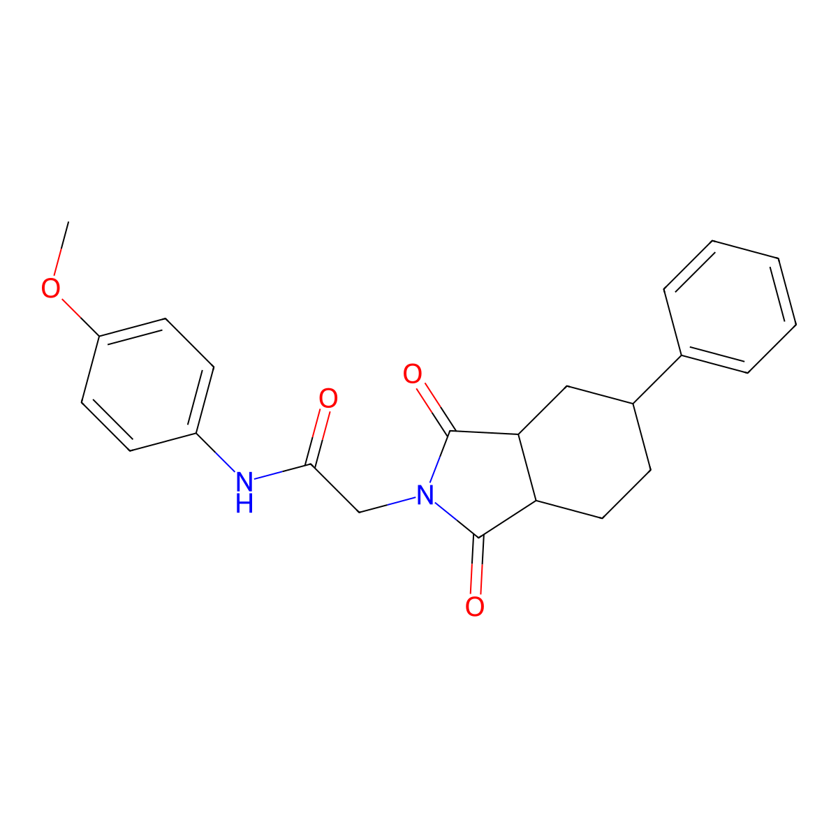 2-(1,3-dioxo-5-phenyloctahydro-2H-isoindol-2-yl)-N-(4-methoxyphenyl)acetamide molecular structure, CAS 1005123-00-1