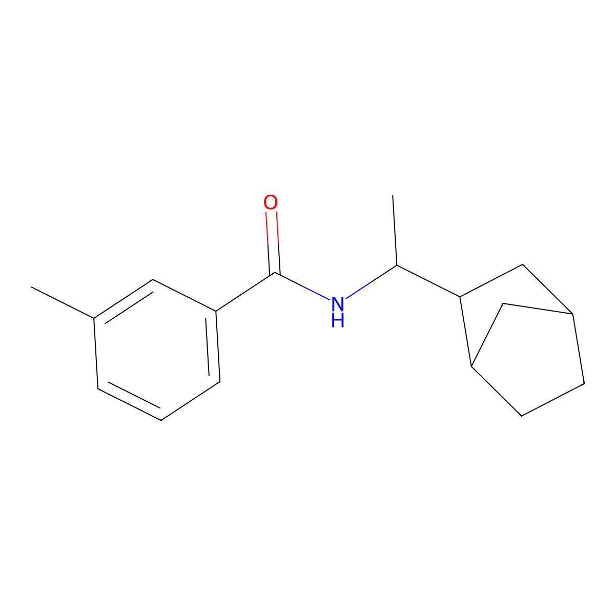 N-(1-bicyclo[2.2.1]hept-2-ylethyl)-3-methylbenzamide molecular structure, CAS 1005123-01-2