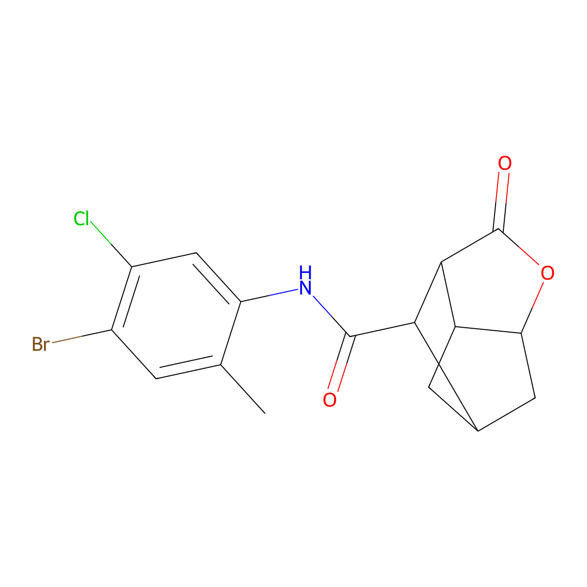 N-(4-bromo-5-chloro-2-methylphenyl)-2-oxohexahydro-2H-3,5-methanocyclopenta[b]furan-7-carboxamide molecular structure, CAS 1005123-03-4
