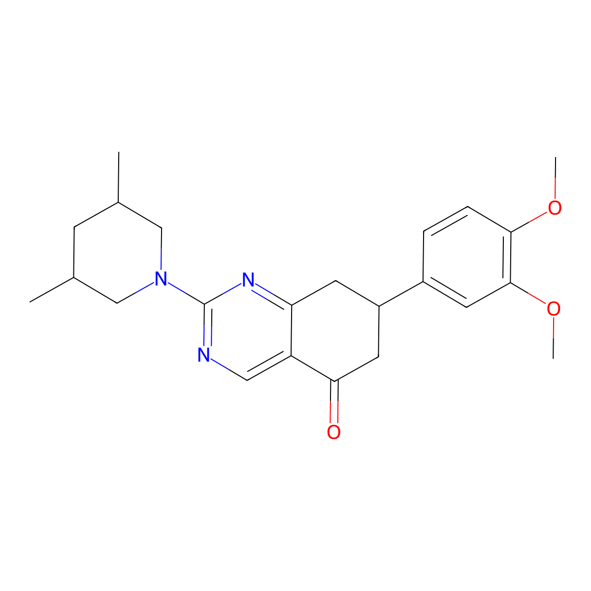 7-(3,4-dimethoxyphenyl)-2-(3,5-dimethylpiperidin-1-yl)-7,8-dihydroquinazolin-5(6H)-one molecular structure, CAS 1005123-77-2