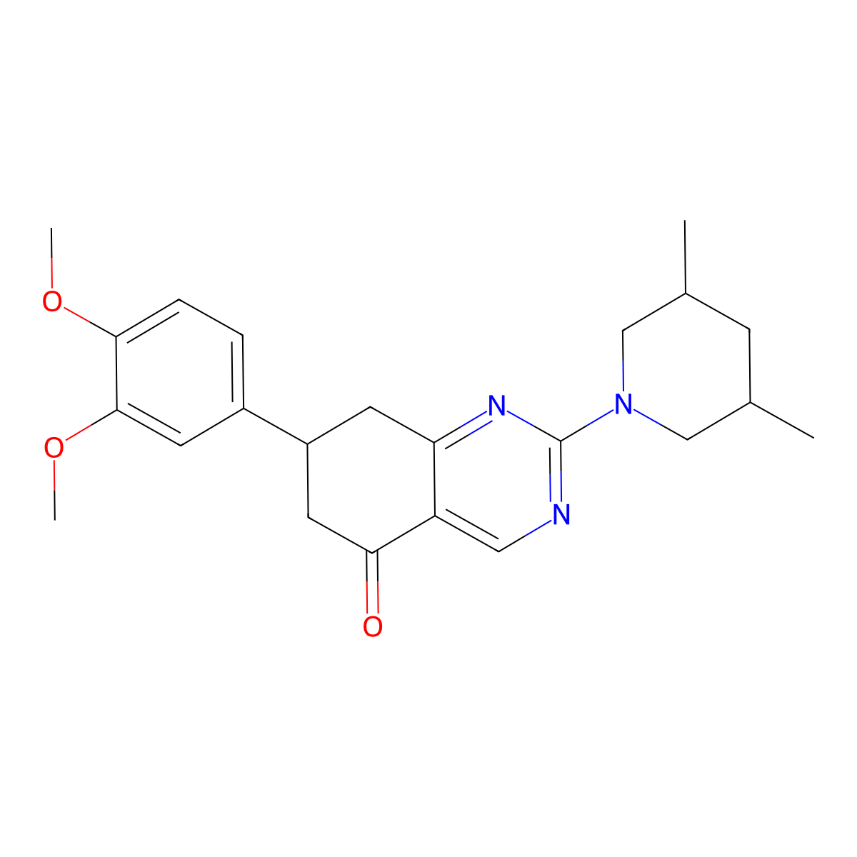 7-(3,4-dimethoxyphenyl)-2-(3,5-dimethylpiperidin-1-yl)-7,8-dihydroquinazolin-5(6H)-one molecular structure, CAS 1005123-77-2