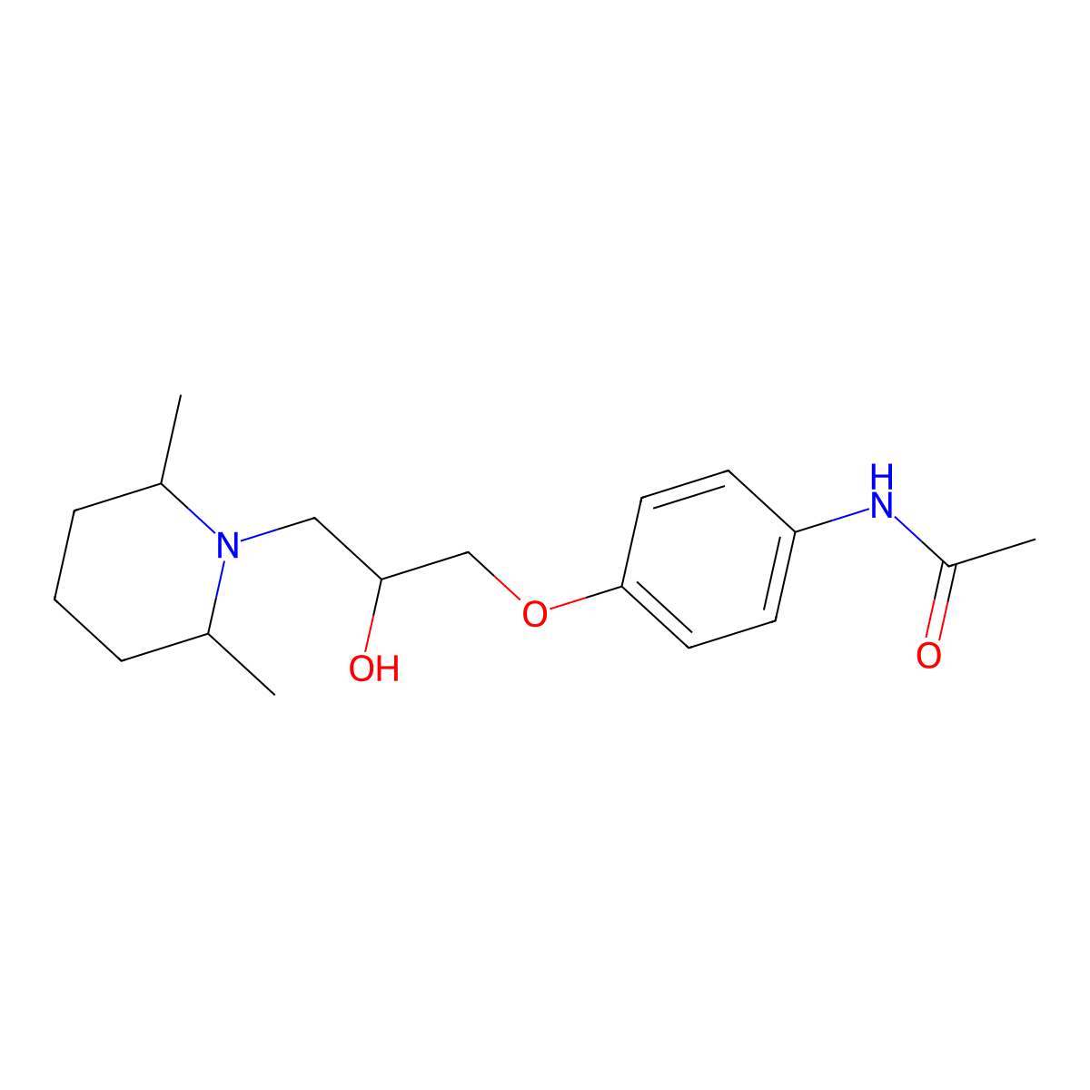N-(4-(3-(2,6-dimethylpiperidin-1-yl)-2-hydroxypropoxy)phenyl)acetamide molecular structure, CAS 1005123-98-7