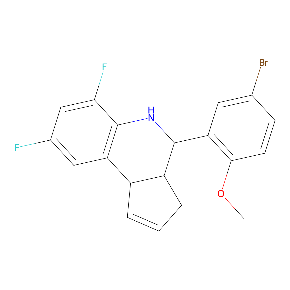 4-(5-bromo-2-methoxyphenyl)-6,8-difluoro-3a,4,5,9b-tetrahydro-3H-cyclopenta[c]quinoline molecular structure, CAS 1005125-79-0