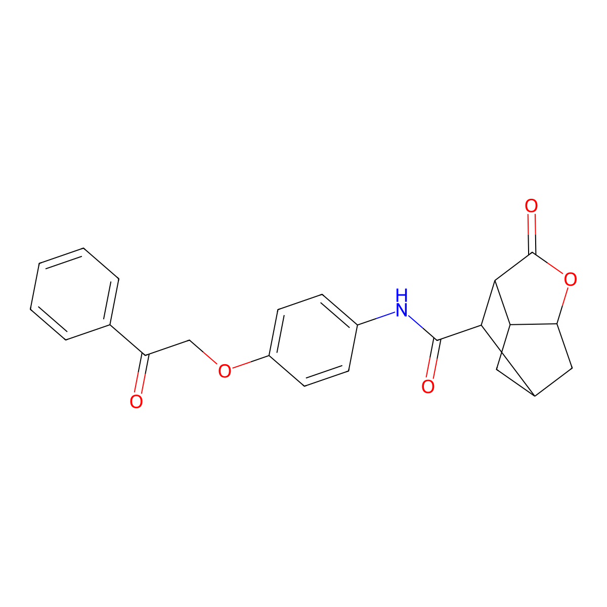 2-oxo-N-[4-(2-oxo-2-phenylethoxy)phenyl]hexahydro-2H-3,5-methanocyclopenta[b]furan-7-carboxamide molecular structure, CAS 1005127-12-7
