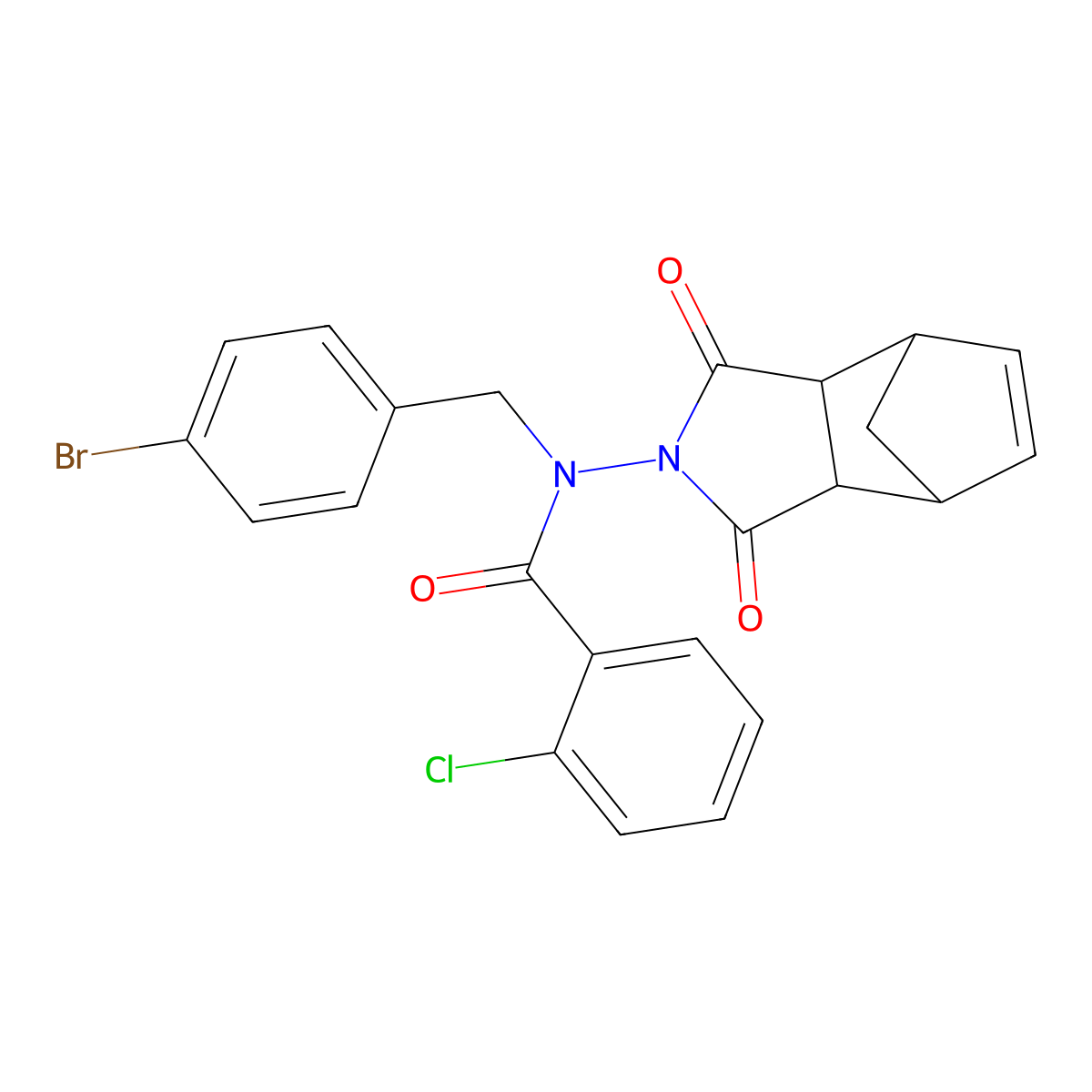 N-(4-bromobenzyl)-2-chloro-N-(1,3-dioxo-1,3,3a,4,7,7a-hexahydro-2H-4,7-methanoisoindol-2-yl)benzamide molecular structure, CAS 1005127-24-1