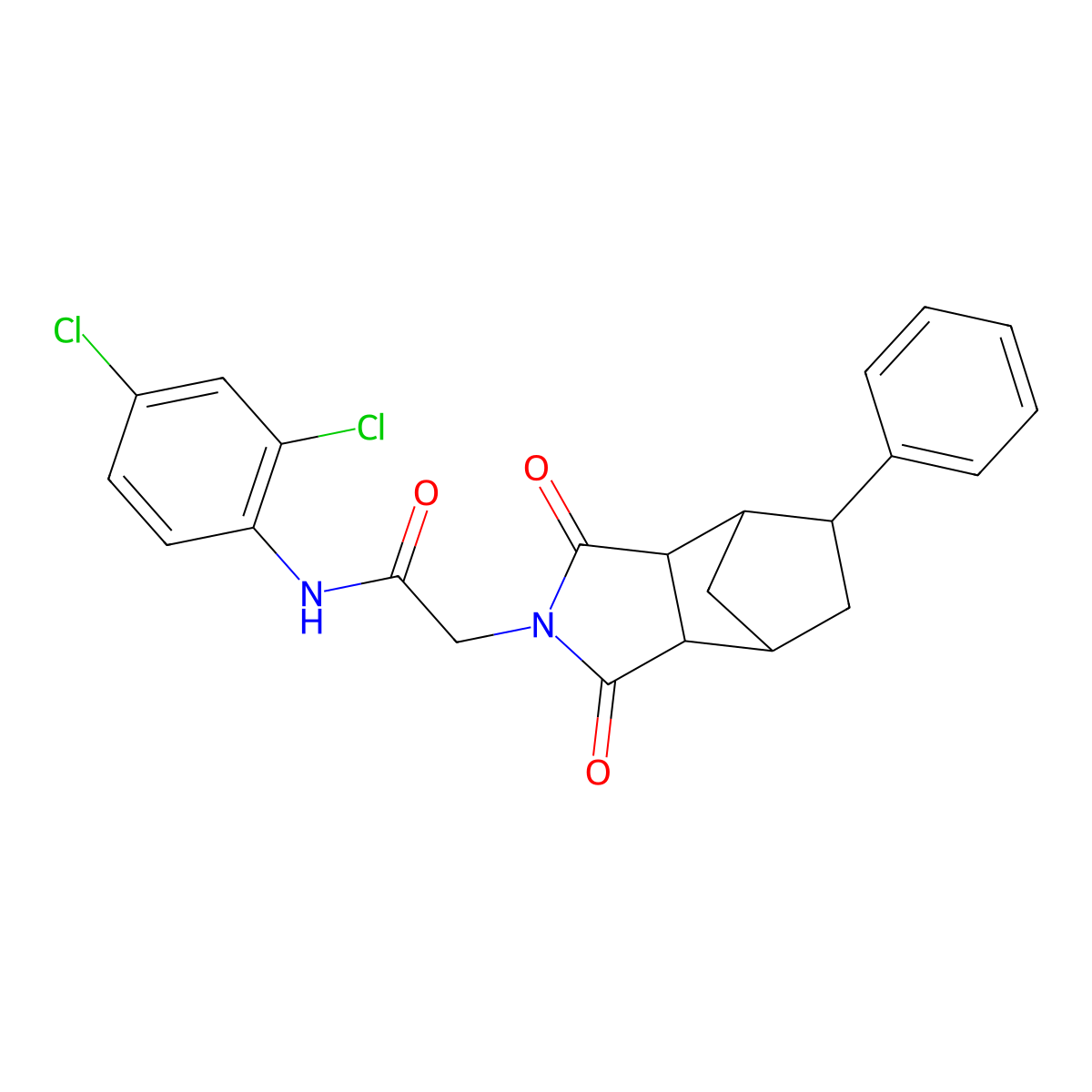 N-(2,4-dichlorophenyl)-2-(1,3-dioxo-5-phenyloctahydro-2H-4,7-methanoisoindol-2-yl)acetamide molecular structure, CAS 1005127-33-2