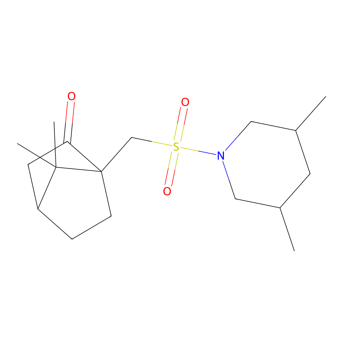1-{[(3,5-Dimethylpiperidin-1-yl)sulfonyl]methyl}-7,7-dimethylbicyclo[2.2.1]heptan-2-one molecular structure, CAS 1005127-35-4