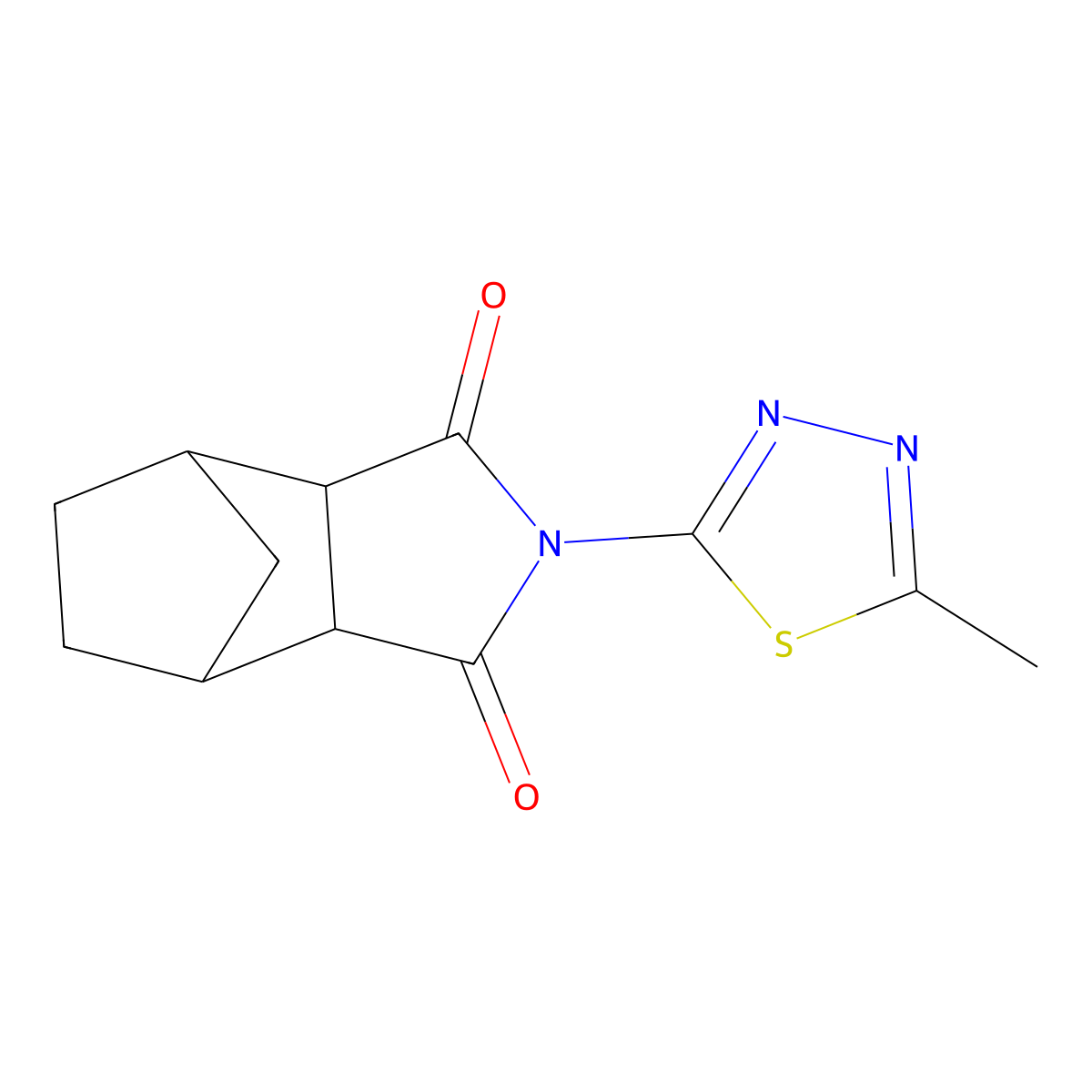 2-(5-methyl-1,3,4-thiadiazol-2-yl)hexahydro-1H-4,7-methanoisoindole-1,3(2H)-dione molecular structure, CAS 1005127-37-6