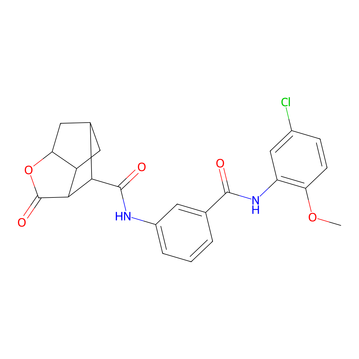 N-{3-[(5-chloro-2-methoxyphenyl)carbamoyl]phenyl}-2-oxohexahydro-2H-3,5-methanocyclopenta[b]furan-7-carboxamide molecular structure, CAS 1005127-38-7
