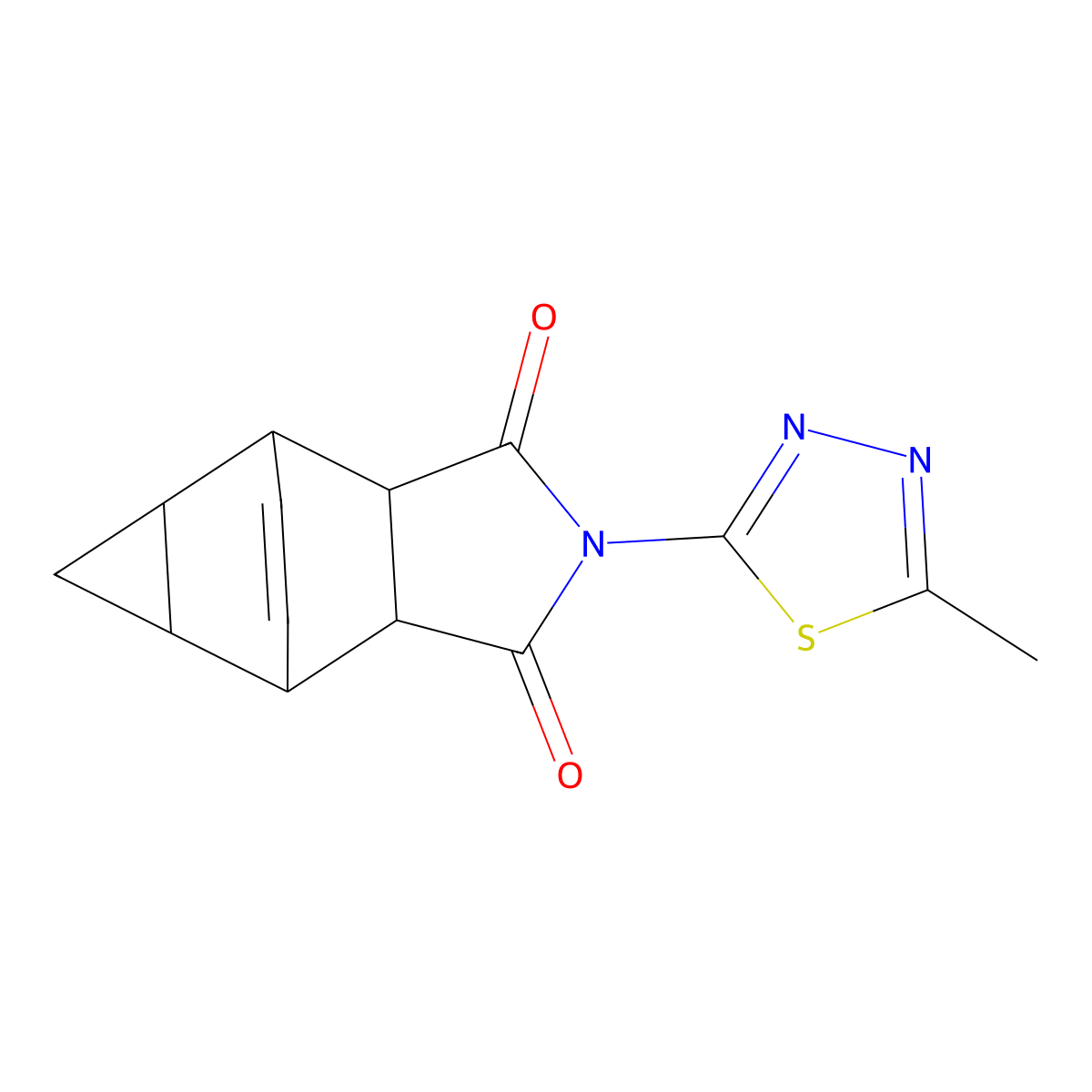 2-(5-methyl-1,3,4-thiadiazol-2-yl)hexahydro-4,6-ethenocyclopropa[f]isoindole-1,3(2H,3aH)-dione molecular structure, CAS 1005127-41-2