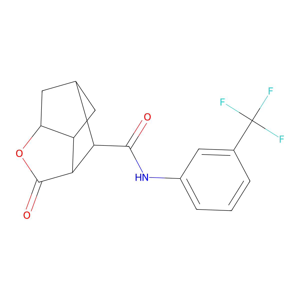 5-oxo-N-[3-(trifluoromethyl)phenyl]-4-oxatricyclo[4.2.1.0~3,7~]nonane-9-carboxamide molecular structure, CAS 1005127-46-7