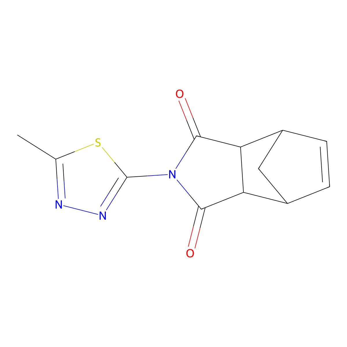 2-(5-methyl-1,3,4-thiadiazol-2-yl)-3a,4,7,7a-tetrahydro-1H-4,7-methanoisoindole-1,3(2H)-dione molecular structure, CAS 1005127-49-0