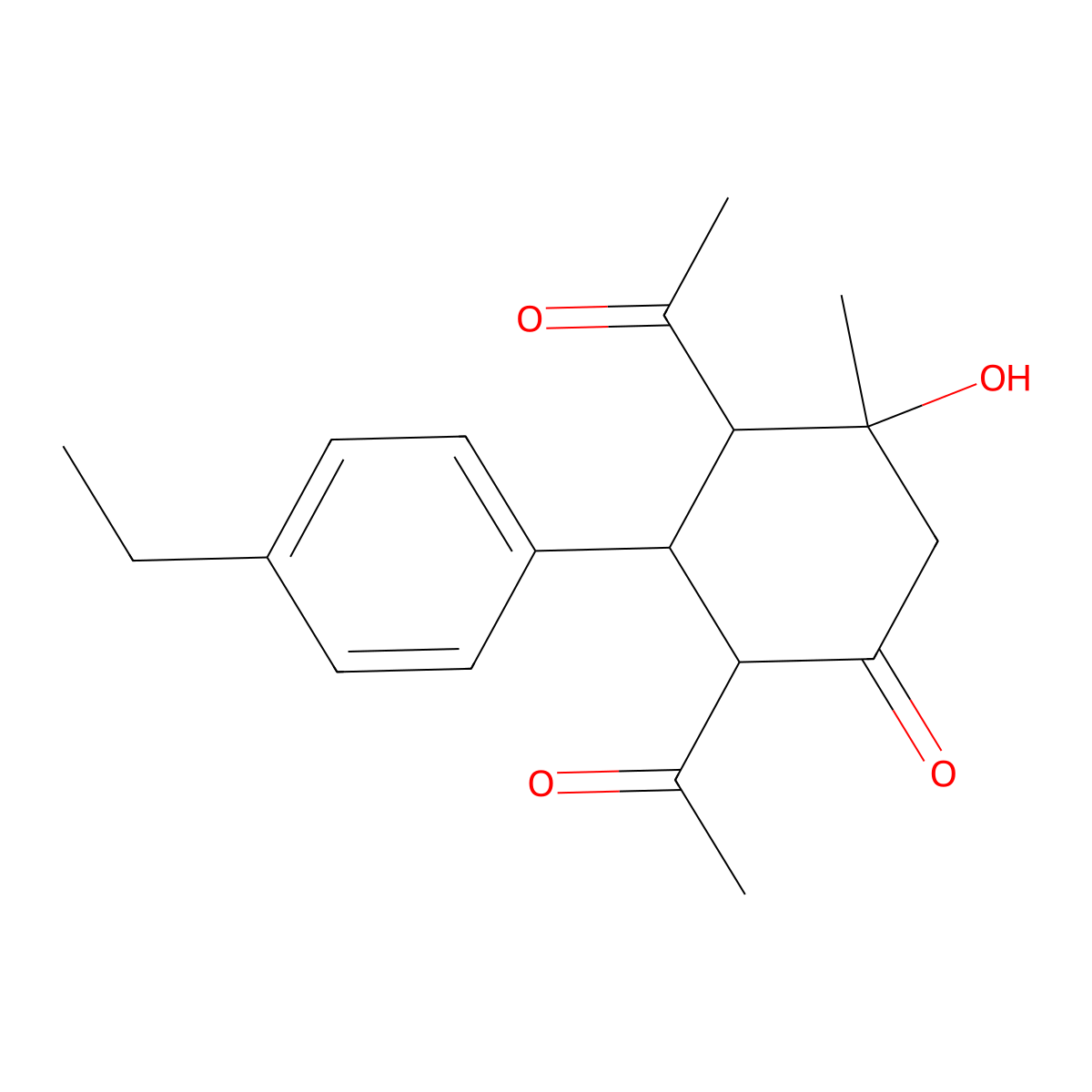 2,4-Diacetyl-3-(4-ethylphenyl)-5-hydroxy-5-methylcyclohexanone molecular structure, CAS 1005127-57-0