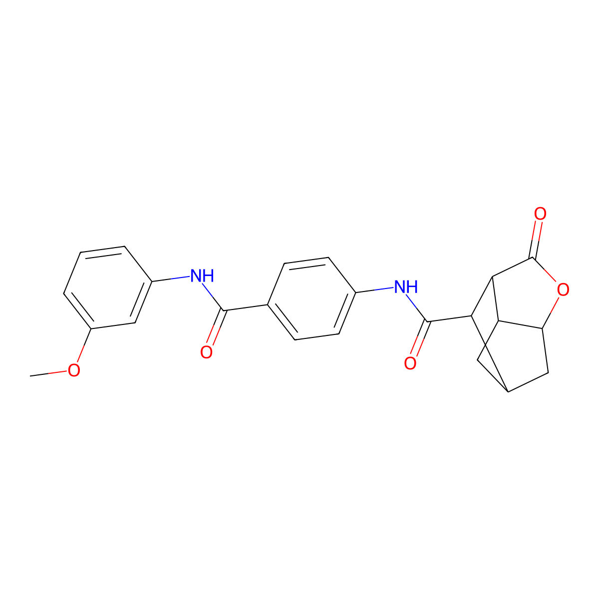 N-(4-((3-methoxyphenyl)carbamoyl)phenyl)-2-oxohexahydro-2H-3,5-methanocyclopenta[b]furan-7-carboxamide molecular structure, CAS 1005127-74-1
