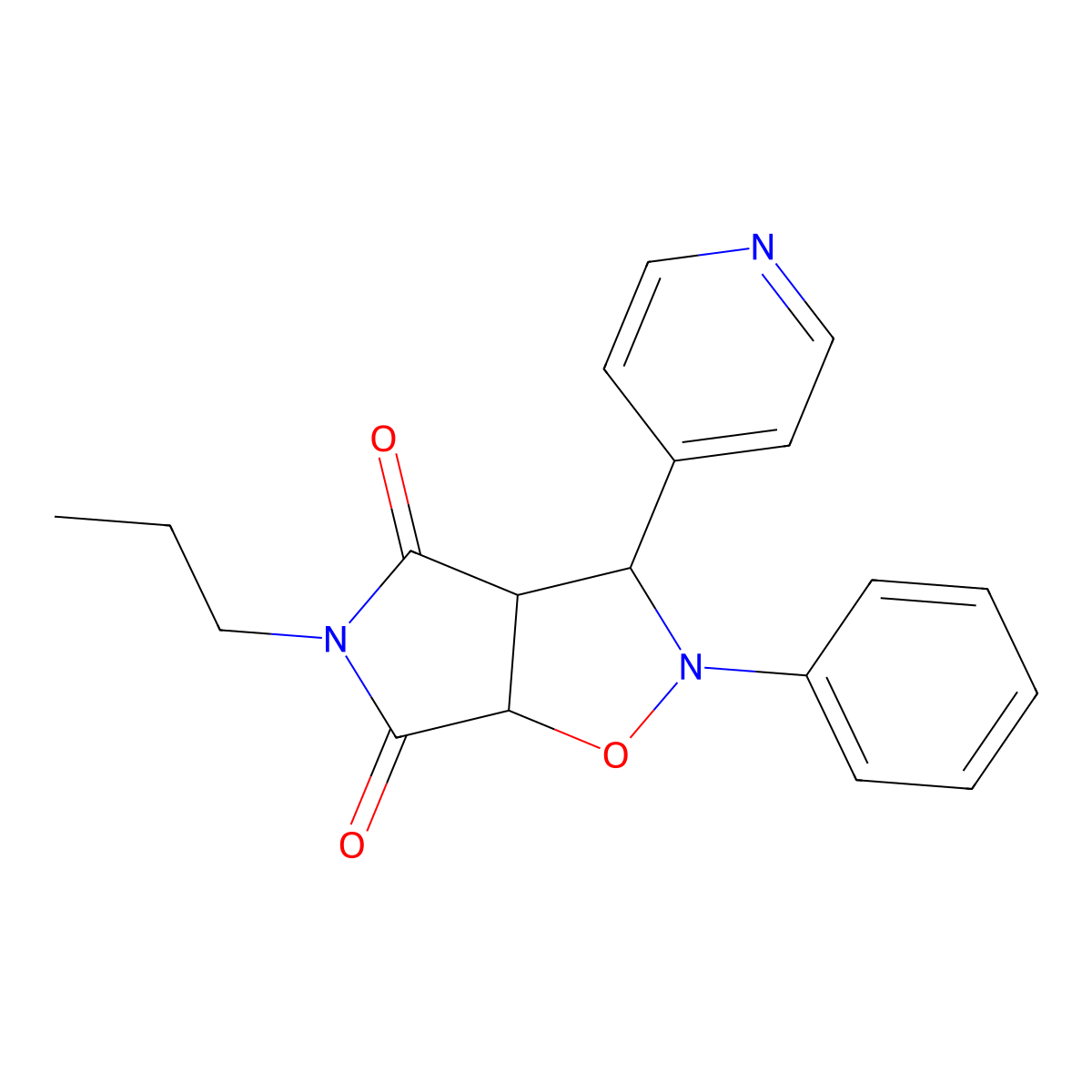 2-phenyl-5-propyl-3-(pyridin-4-yl)dihydro-2H-pyrrolo[3,4-d]isoxazole-4,6(5H,6aH)-dione molecular structure, CAS 1005127-75-2