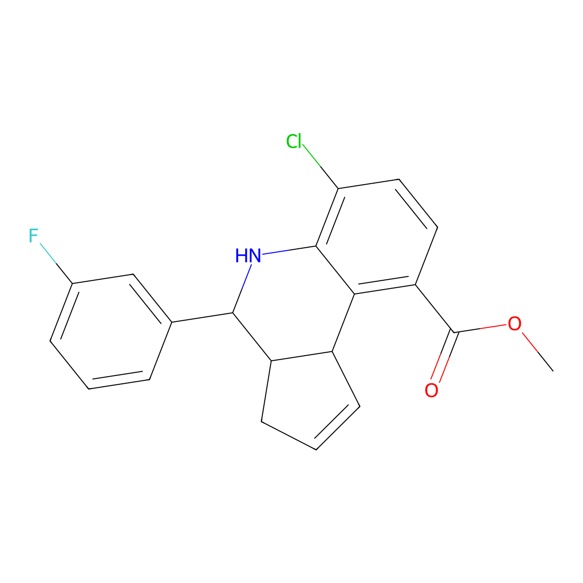 methyl 6-chloro-4-(3-fluorophenyl)-3a,4,5,9b-tetrahydro-3H-cyclopenta[c]quinoline-9-carboxylate molecular structure, CAS 1005127-81-0