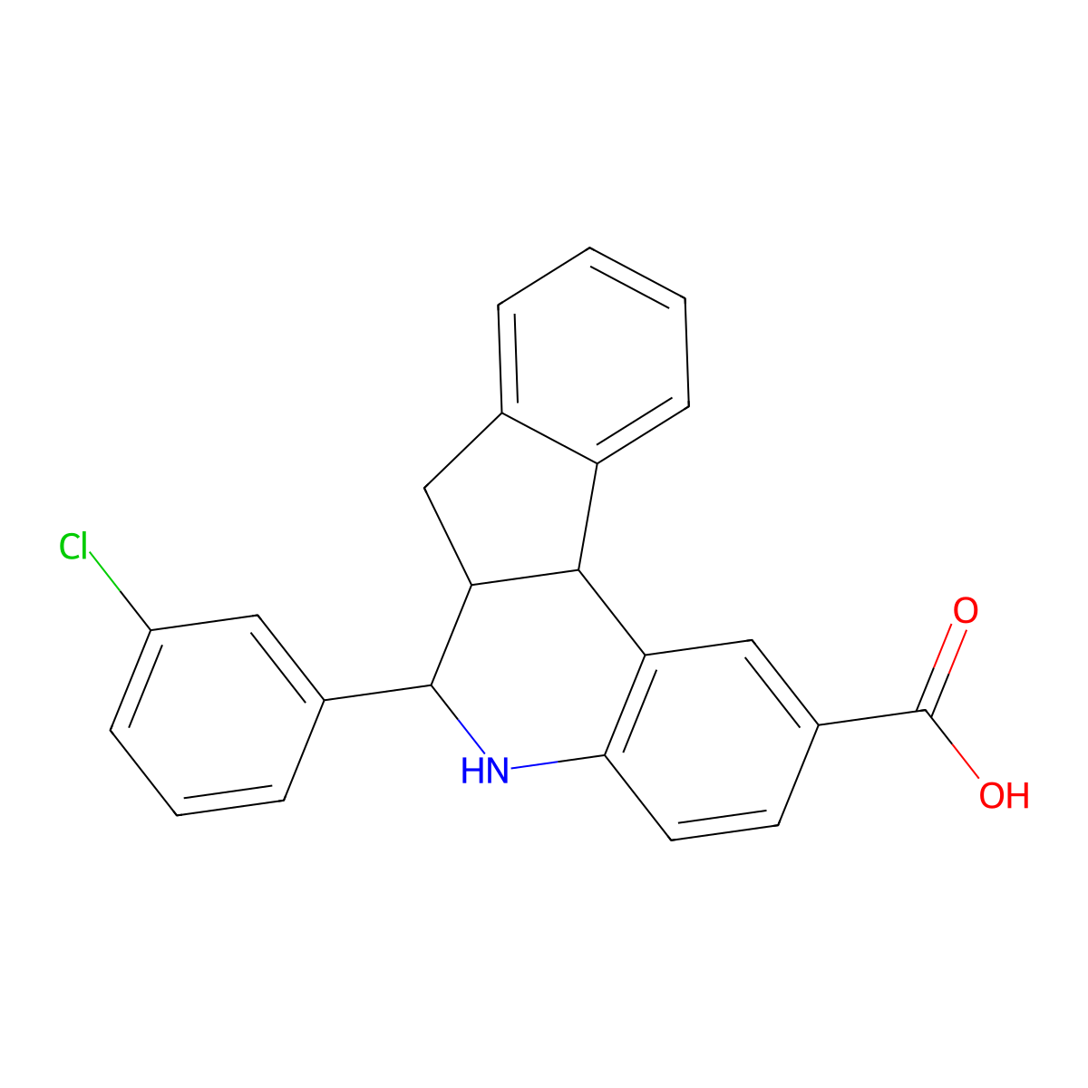 6-(3-chlorophenyl)-6,6a,7,11b-tetrahydro-5H-indeno[2,1-c]quinoline-2-carboxylic acid molecular structure, CAS 1005127-96-7