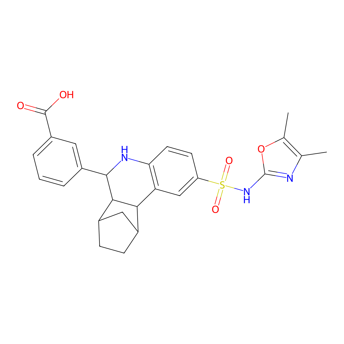 3-{2-[(4,5-Dimethyl-1,3-oxazol-2-yl)sulfamoyl]-5,6,6a,7,8,9,10,10a-octahydro-7,10-methanophenanthridin-6-yl}benzoic acid molecular structure, CAS 1005128-55-1