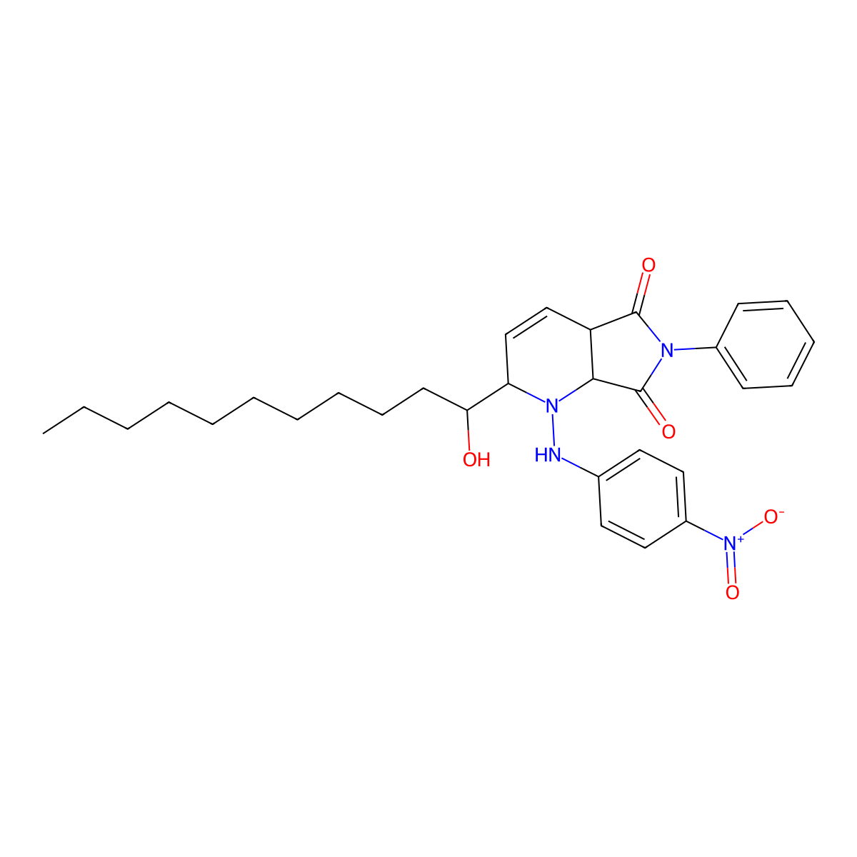 2-(1-hydroxyundecyl)-1-(4-nitrophenylamino)-6-phenyl-6,7a-dihydro-1H-pyrrolo(3,4-b)pyridine-5,7(2H,4aH)-dione molecular structure, CAS 1005129-80-5