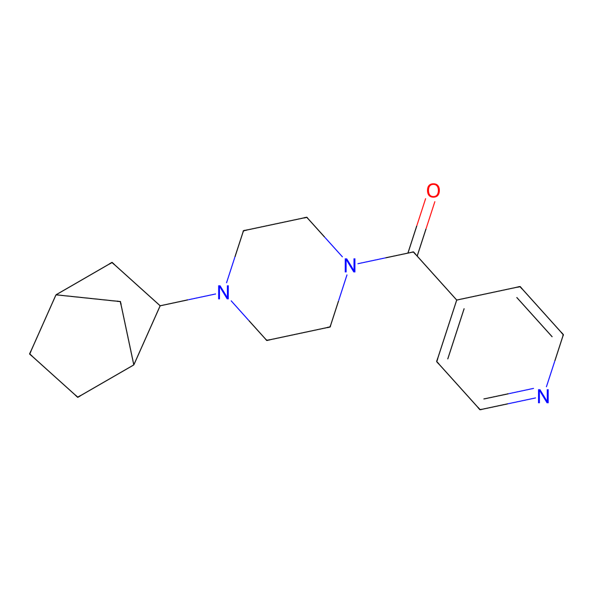 1-Bicyclo[2.2.1]hept-2-yl-4-isonicotinoylpiperazine molecular structure, CAS 1005130-12-0
