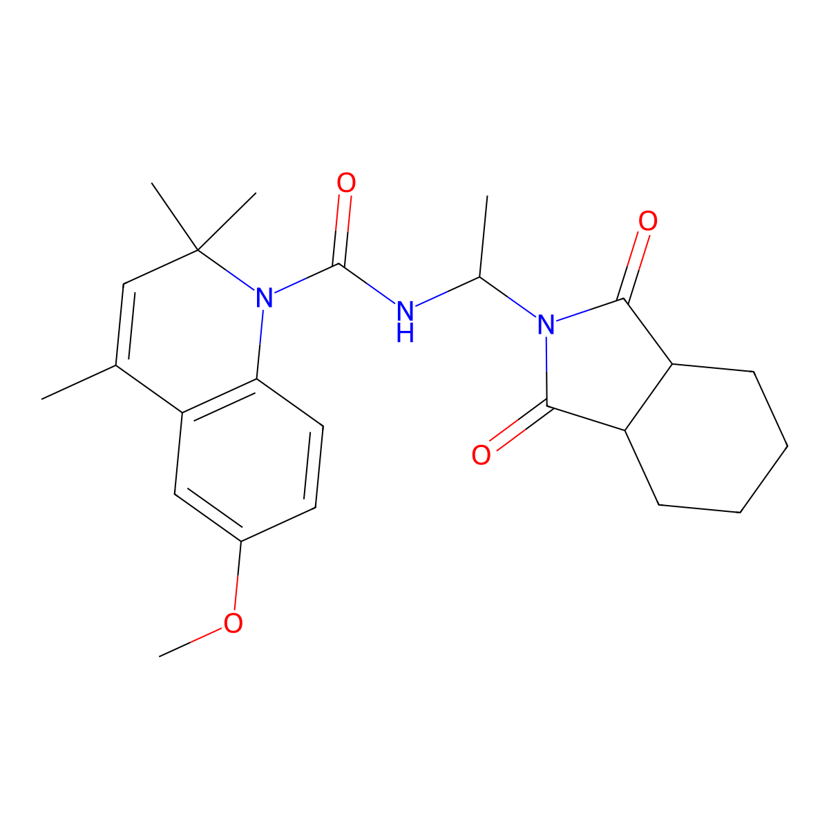 N-[1-(1,3-dioxooctahydro-2H-isoindol-2-yl)ethyl]-6-methoxy-2,2,4-trimethylquinoline-1(2H)-carboxamide molecular structure, CAS 1005130-15-3