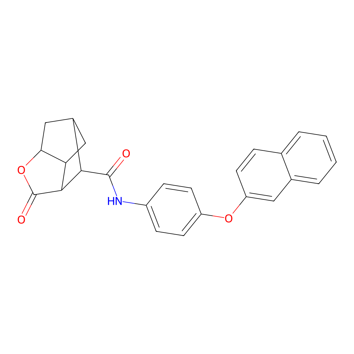 N-[4-(naphthalen-2-yloxy)phenyl]-2-oxohexahydro-2H-3,5-methanocyclopenta[b]furan-7-carboxamide molecular structure, CAS 1005130-55-1