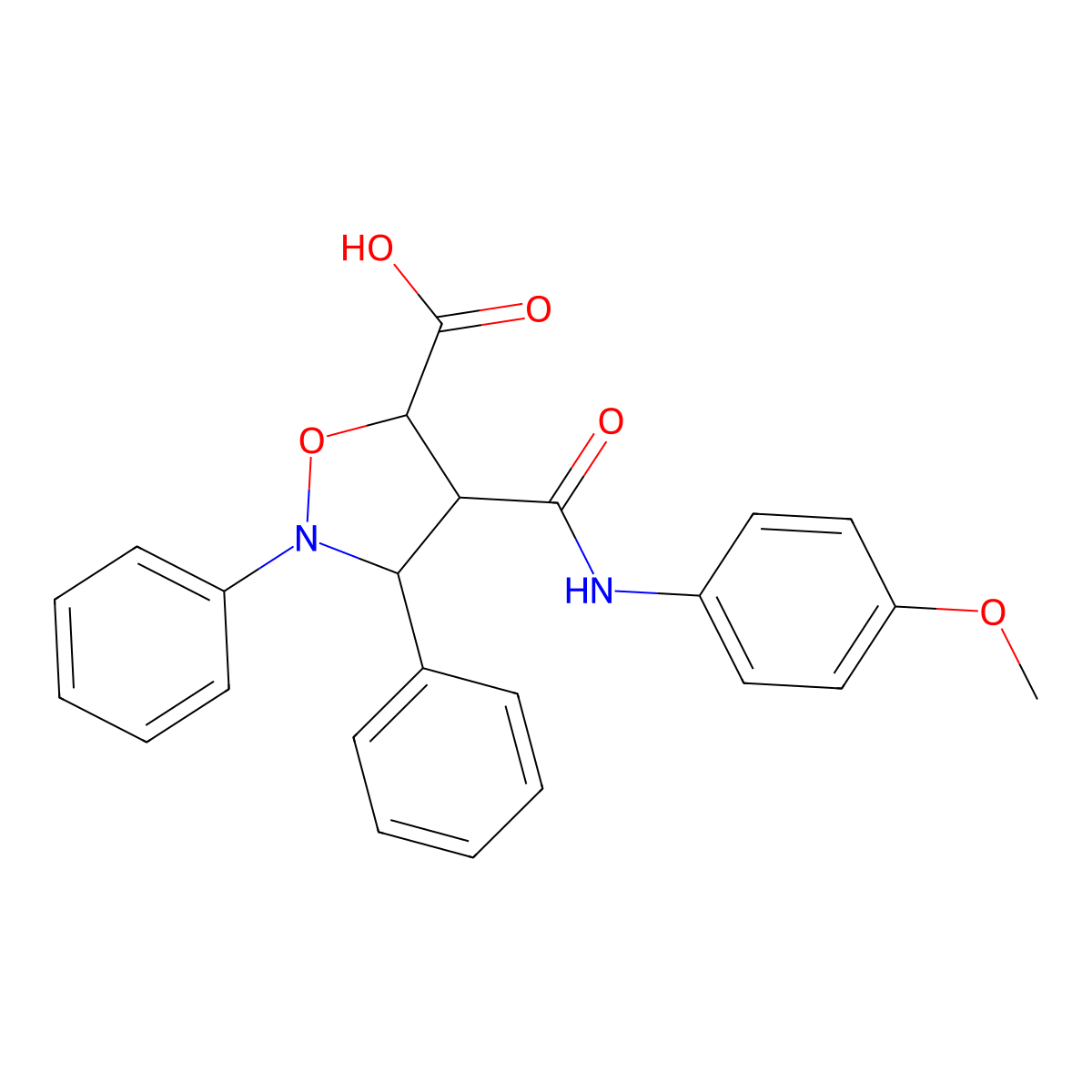 4-[(4-Methoxyphenyl)carbamoyl]-2,3-diphenyl-1,2-oxazolidine-5-carboxylic acid molecular structure, CAS 1005130-99-3