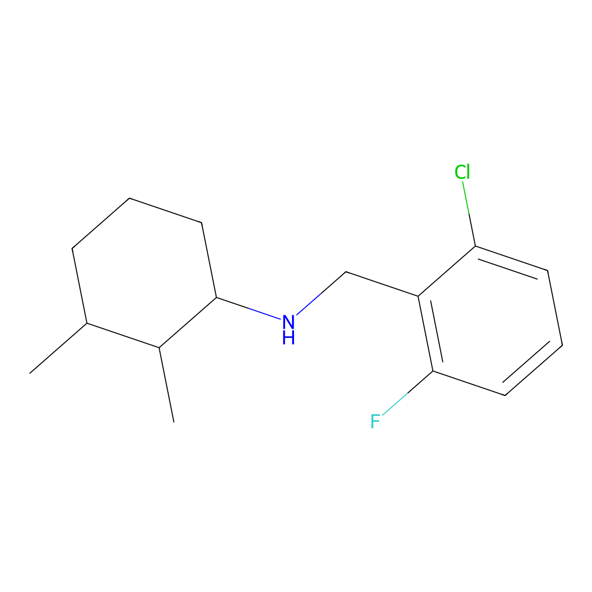 N-[(2-chloro-6-fluorophenyl)methyl]-2,3-dimethylcyclohexan-1-amine molecular structure, CAS 1005131-20-3