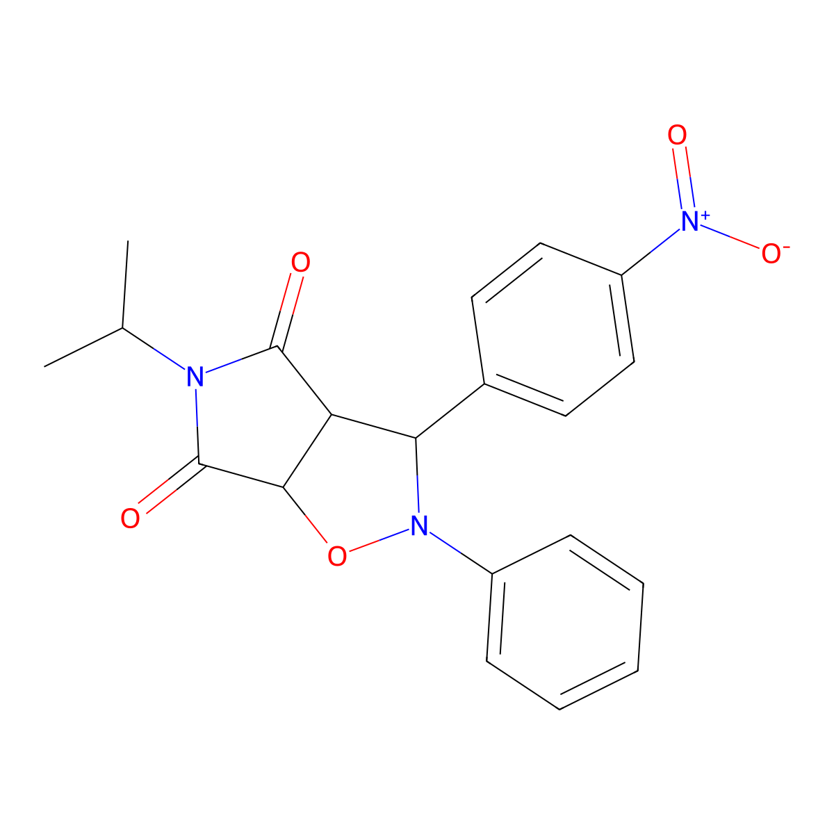 5-isopropyl-3-(4-nitrophenyl)-2-phenyldihydro-2H-pyrrolo[3,4-d]isoxazole-4,6(5H,6aH)-dione molecular structure, CAS 1005131-29-2