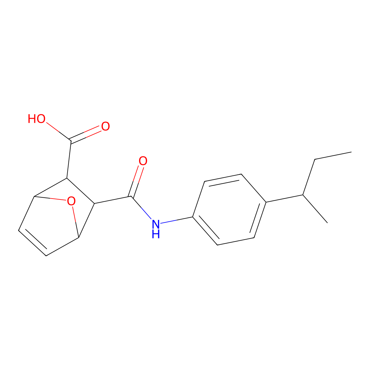 2-[(4-Butan-2-ylphenyl)carbamoyl]-7-oxabicyclo[2.2.1]hept-5-ene-3-carboxylic acid molecular structure, CAS 1005132-94-4