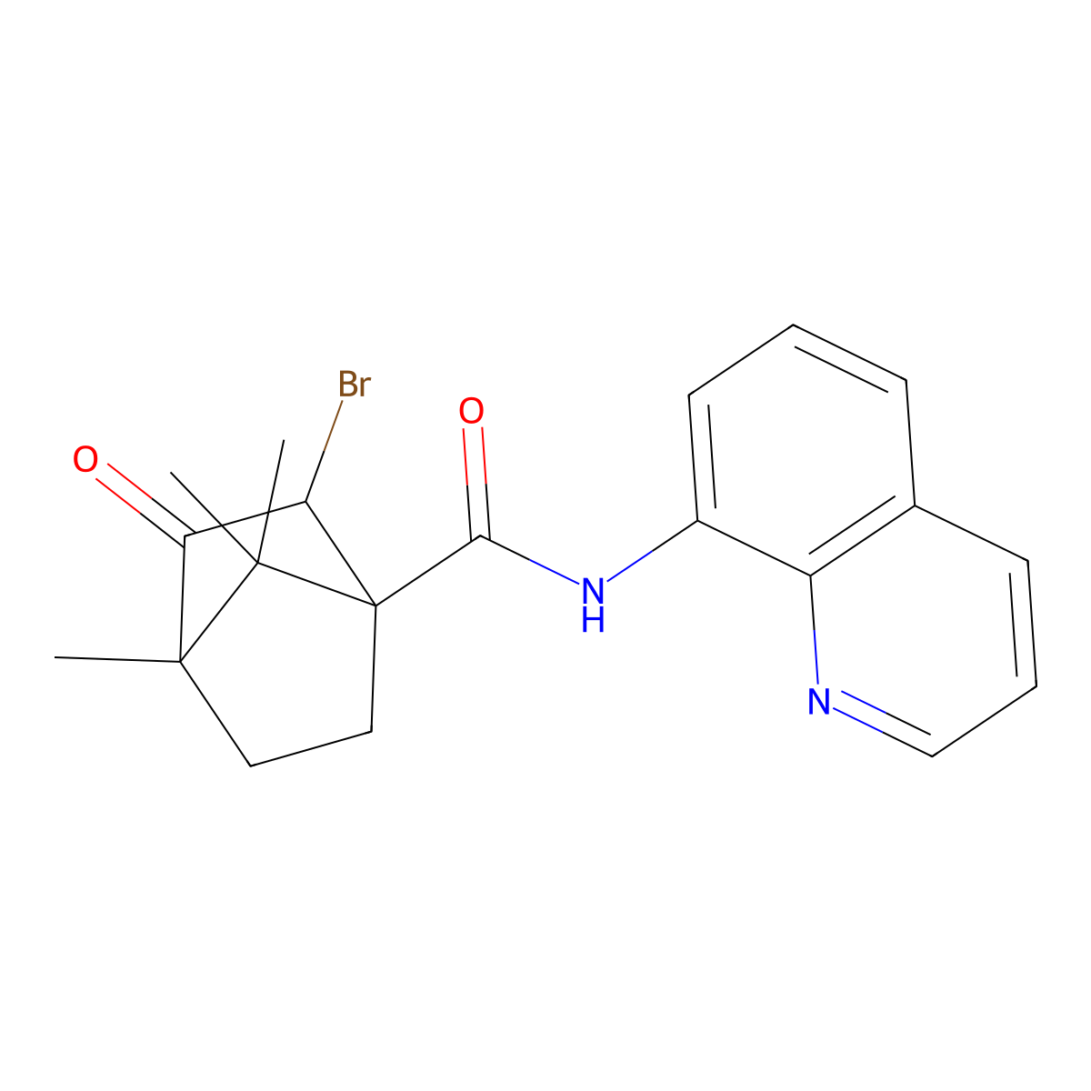 2-bromo-4,7,7-trimethyl-3-oxo-N-(8-quinolinyl)bicyclo[2.2.1]heptane-1-carboxamide molecular structure, CAS 1005134-33-7