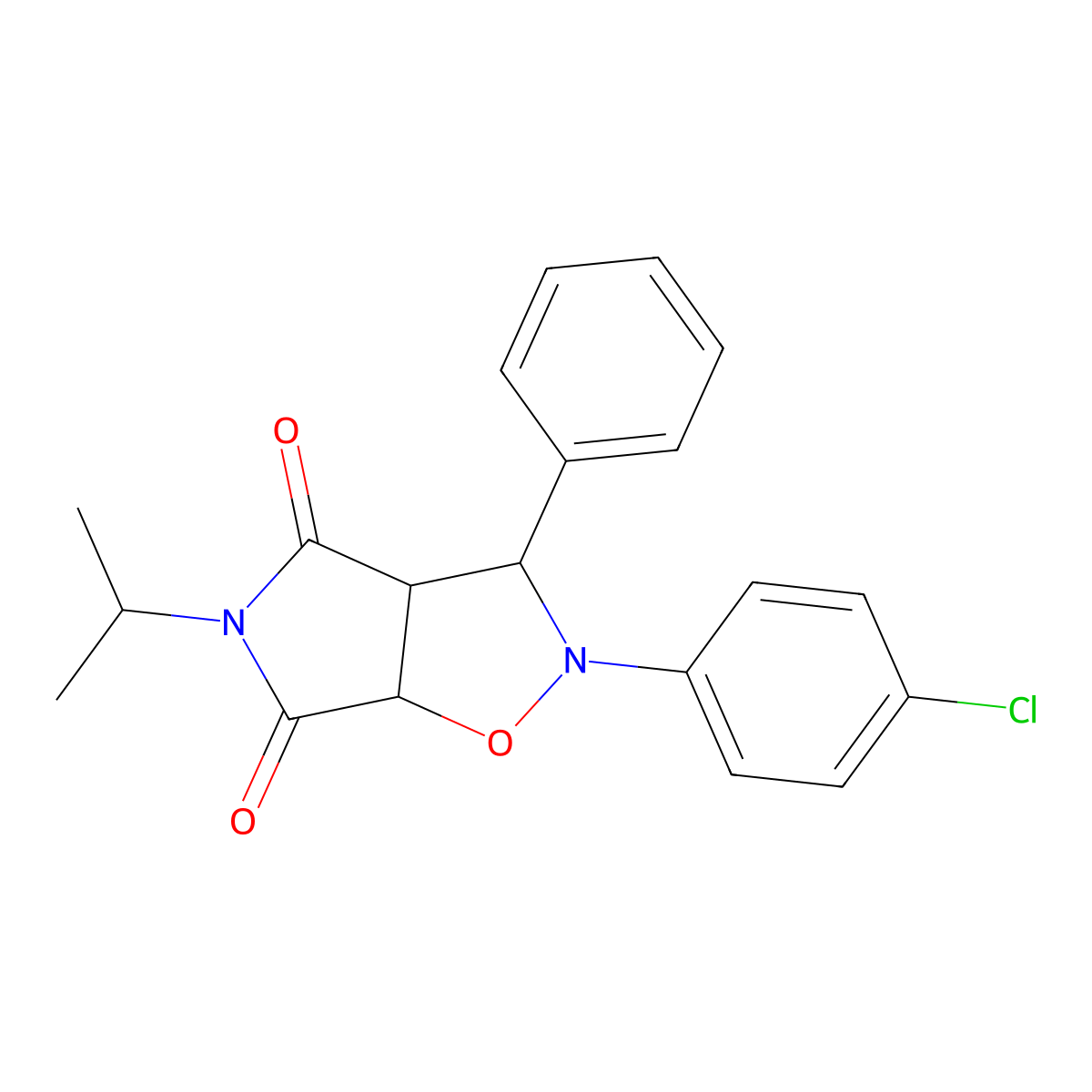 2-(4-chlorophenyl)-5-isopropyl-3-phenyldihydro-2H-pyrrolo[3,4-d]isoxazole-4,6(5H,6aH)-dione molecular structure, CAS 1005134-38-2