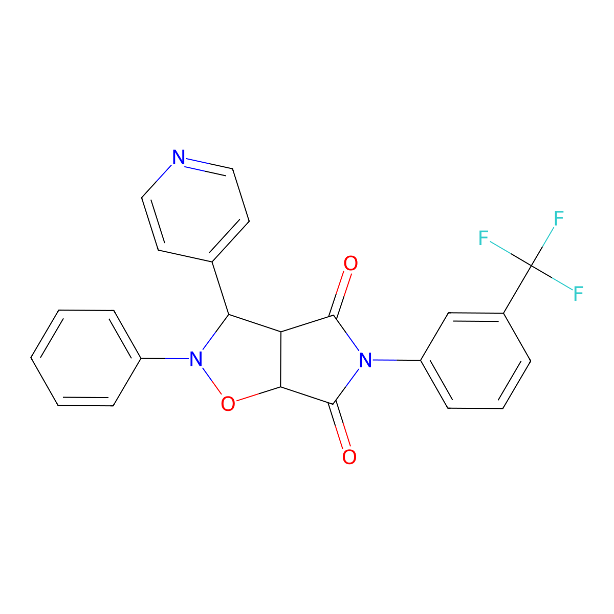 2-phenyl-3-(pyridin-4-yl)-5-(3-(trifluoromethyl)phenyl)dihydro-2H-pyrrolo[3,4-d]isoxazole-4,6(5H,6aH)-dione molecular structure, CAS 1005134-51-9