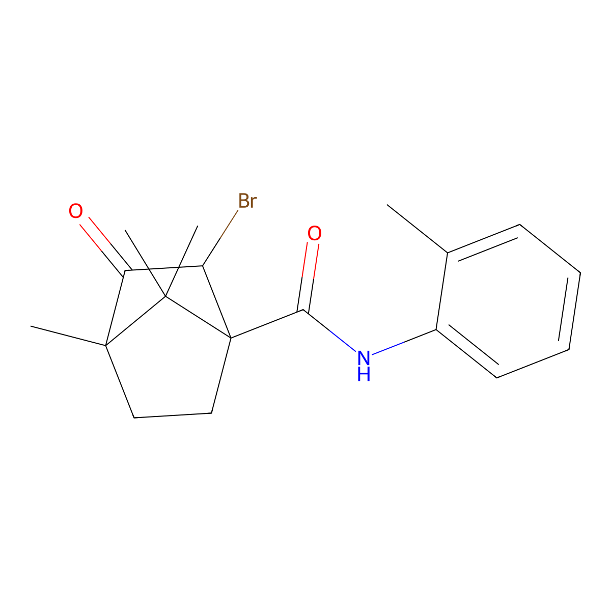 2-bromo-4,7,7-trimethyl-N-(2-methylphenyl)-3-oxobicyclo[2.2.1]heptane-1-carboxamide molecular structure, CAS 1005134-57-5