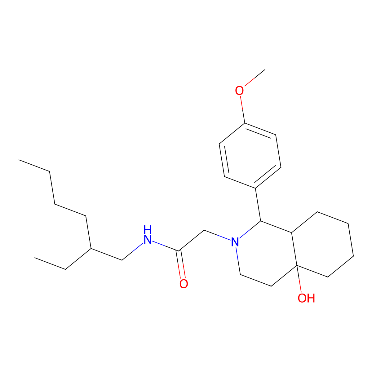 2-[4a-hydroxy-1-(4-methoxyphenyl)-1,3,4,5,6,7,8,8a-octahydroisoquinolin-2-yl]-N-(2-ethylhexyl)acetamide molecular structure, CAS 1005134-63-3