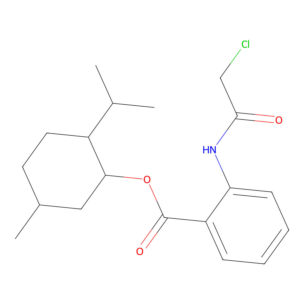 5-Methyl-2-(propan-2-yl)cyclohexyl 2-(2-chloroacetamido)benzoate molecular structure, CAS 1005135-85-2